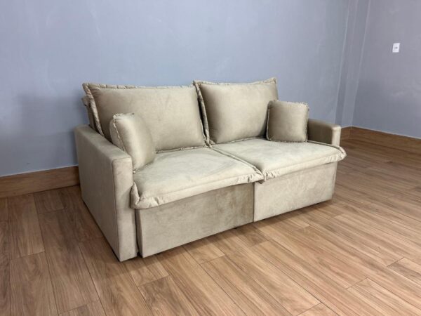 Sofá Cama Retrátil Reclinável Positano 1.80m Mod.80 - Capuccino Veludo