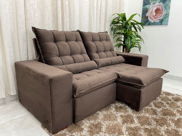 Sofá Retrátil Reclinável Small 2.00m - Marrom Veludão - Image 9