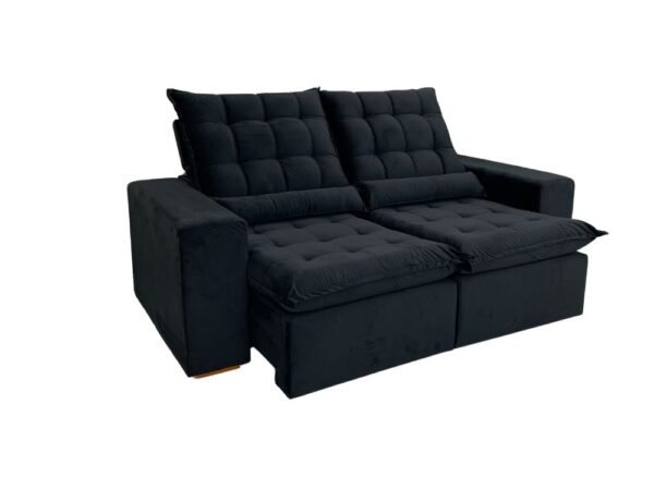Sofá Retrátil Reclinável Small 2.00m - Preto Veludão - Image 8