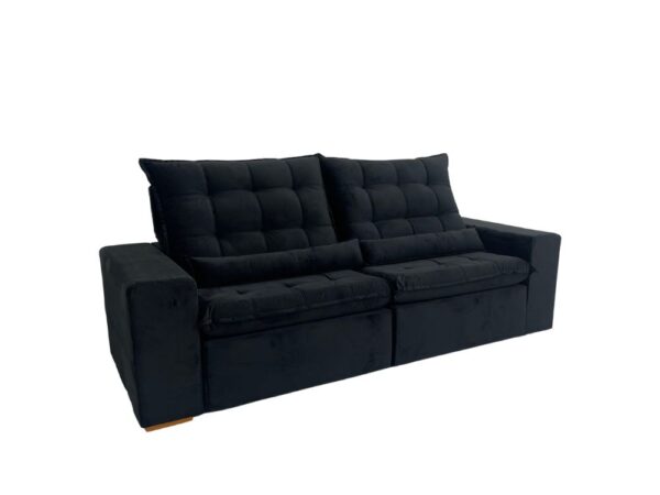 Sofá Retrátil Reclinável Small 2.30m - Preto Veludão - Image 3