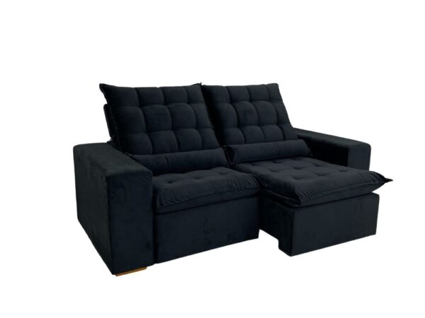 Sofá Retrátil Reclinável Small 2.00m - Preto Veludão - Image 3