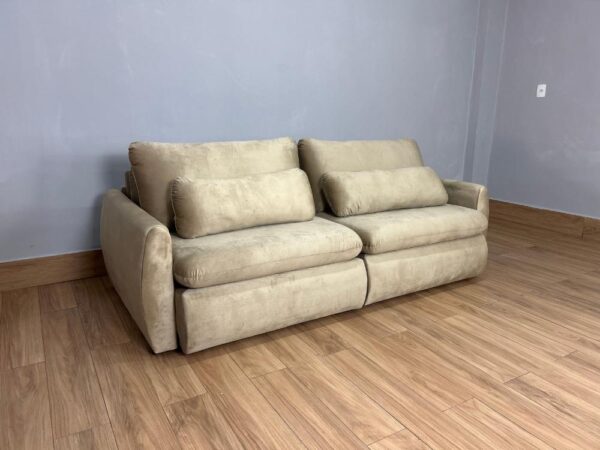 Sofá Cama Retrátil Reclinável Amaranto 2.30m Mod.100 - Capuccino Veludo