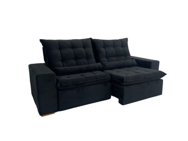 Sofá Retrátil Reclinável Small 2.30m - Preto Veludão - Image 6