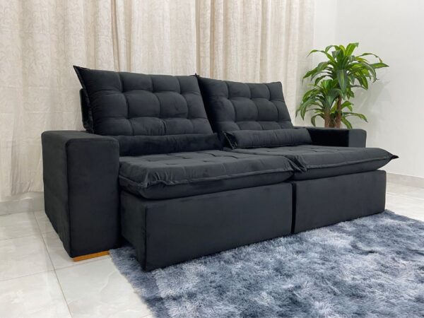 Sofá Retrátil Reclinável Small 2.30m - Preto Veludão - Image 10