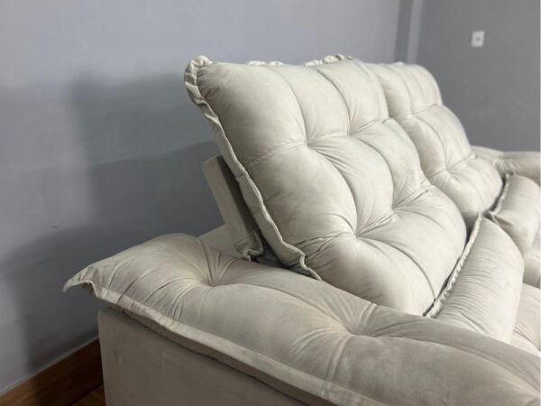 Sofá Retrátil e Reclinável Istambul 2.10m - Bege Veludo - Image 8