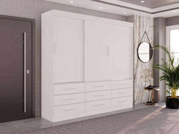 Guarda-Roupa New Star 3 portas de correr Sem espelho - Branco