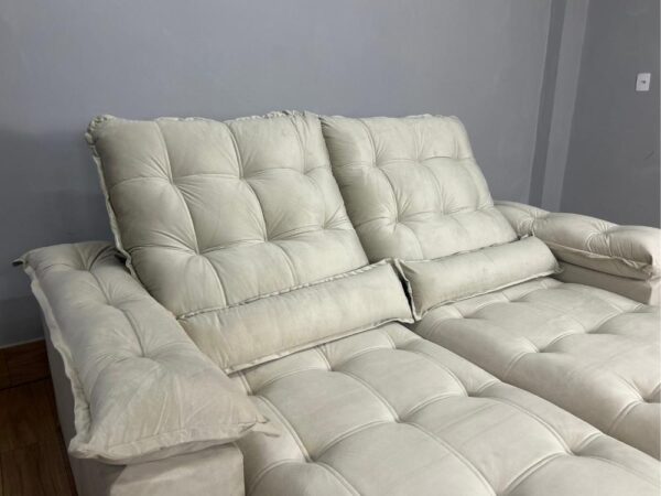 Sofá Retrátil e Reclinável Istambul 2.10m - Bege Veludo - Image 6