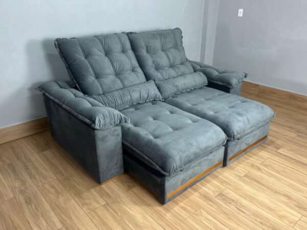 Sofá Retrátil e Reclinável Istambul 2.30m - Cinza Veludo - Image 4